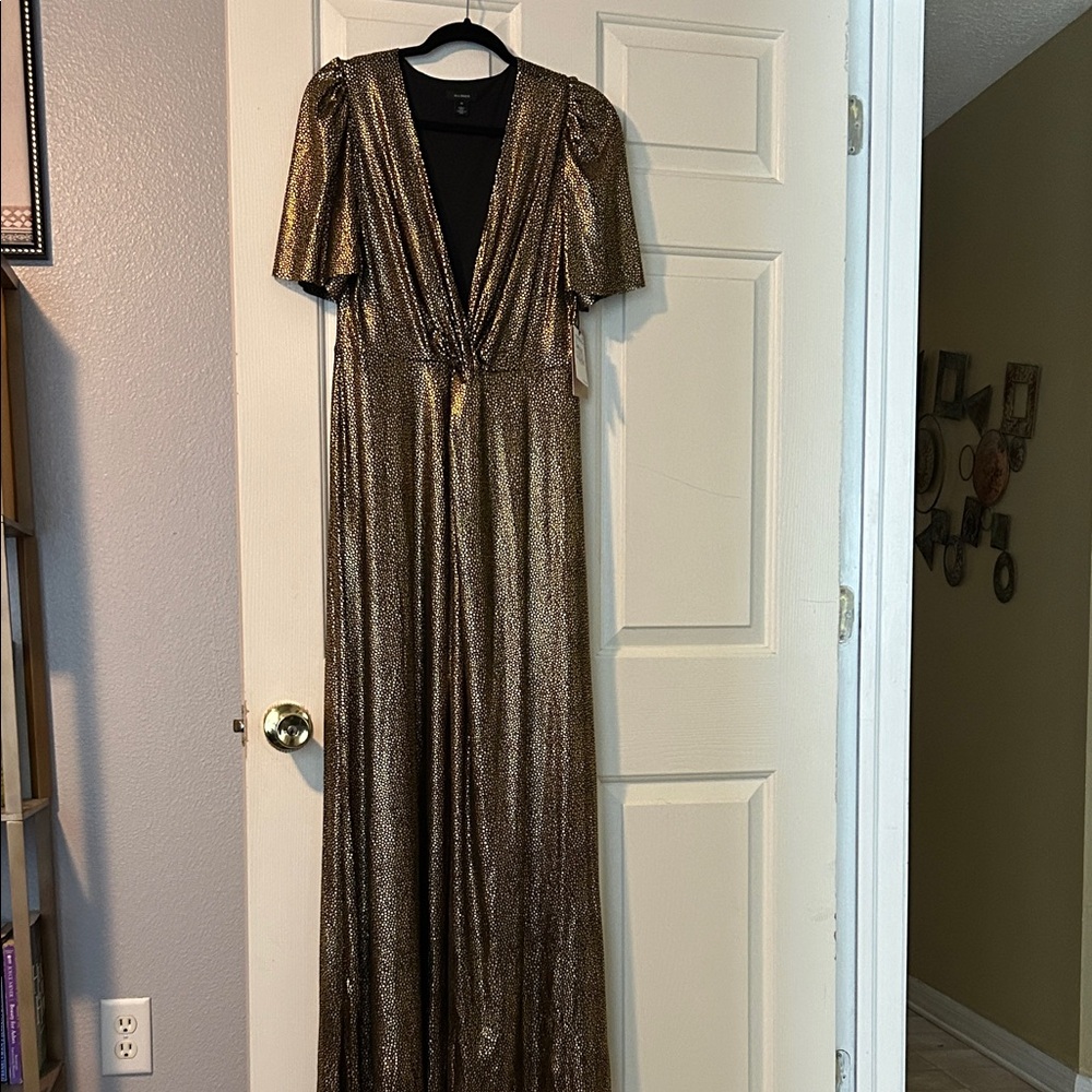 Halogen Shimmering Gold Maxi Dress